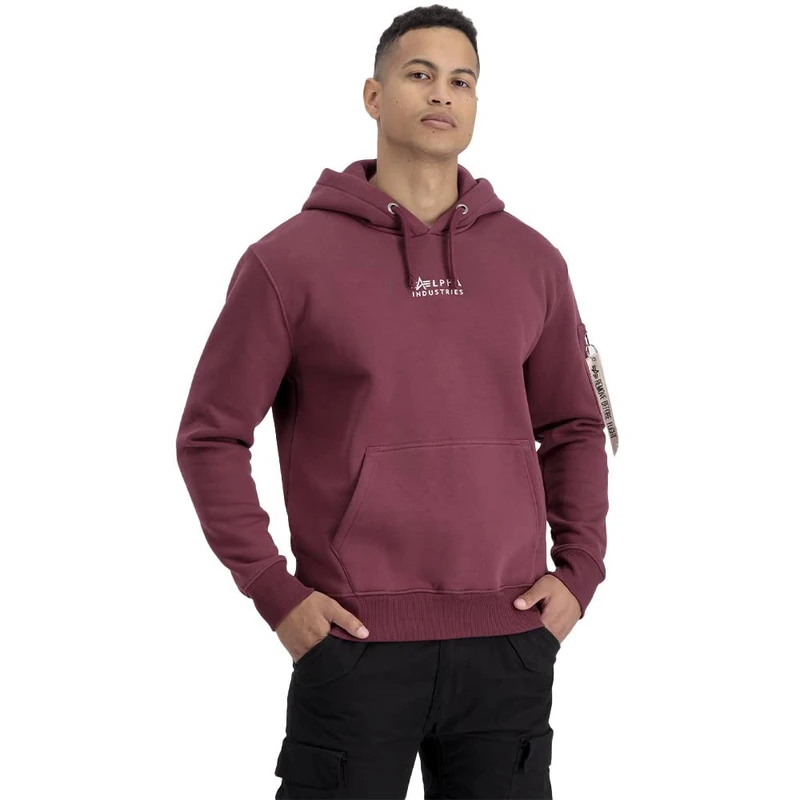 Alpha Industries Organics EMB Mens Hooded Sweat Organic Burgundy