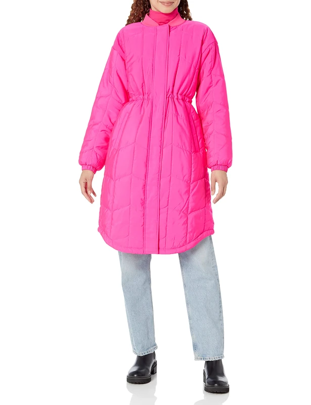 Amazon Essentials Women's Oversized Quilted Coat (Available in Plus Size), Neon Pink, S