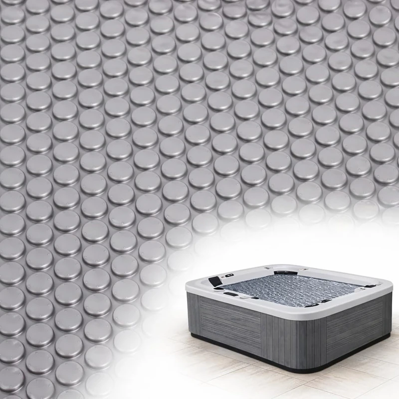 Hot Tub Bubble Blanket - 7 x 7 FT 16-Mil Square Pool Spa Solar Cover | Heavy Duty Floating Heat Retaining Thermal Blanket for Insulating Solar Heating （Gray