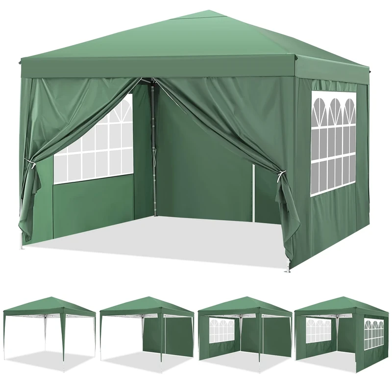 YUEBO Carpa Plegable 3x3 con 4 Laterales Cenador Impermeables Exterior Protección UV 50 Pop Up Gazebo Playa Cenadores para Jardin,Terraza,Camping, Verde