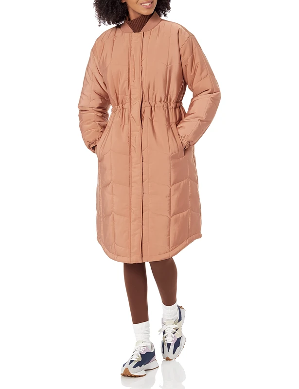 Amazon Essentials Women's Oversized Quilted Coat (Available in Plus Size), Light Brown, M
