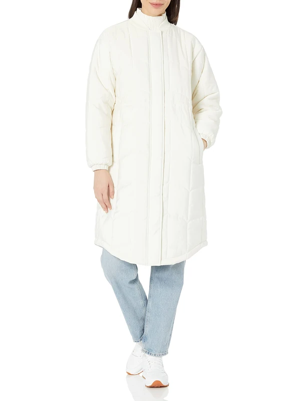 Amazon Essentials Women's Oversized Quilted Coat (Available in Plus Size), Eggshell White, XL