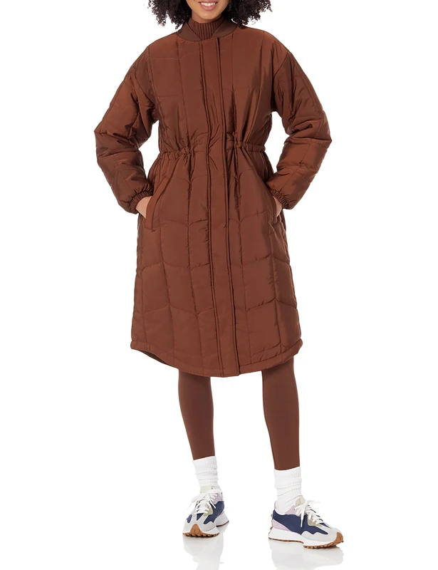 Amazon Essentials Women's Oversized Quilted Coat (Available in Plus Size), Deep Brown, XL