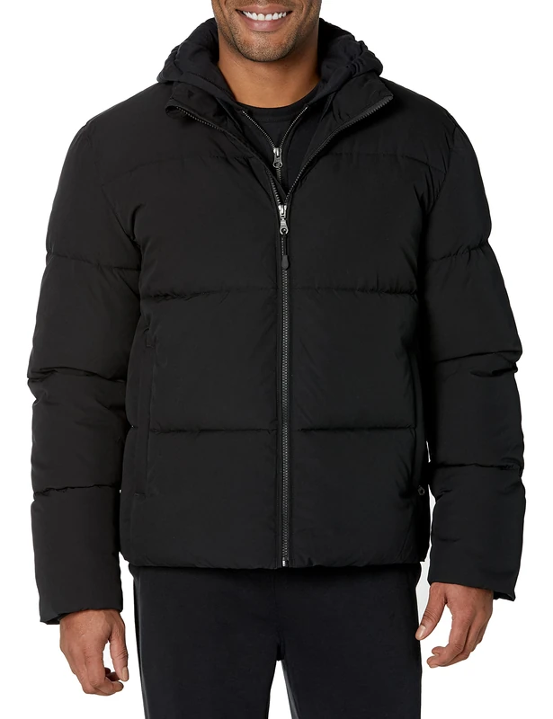 Amazon Essentials Men's Mock Neck Heavyweight Puffer Coat (Available in Big & Tall), Black, Large