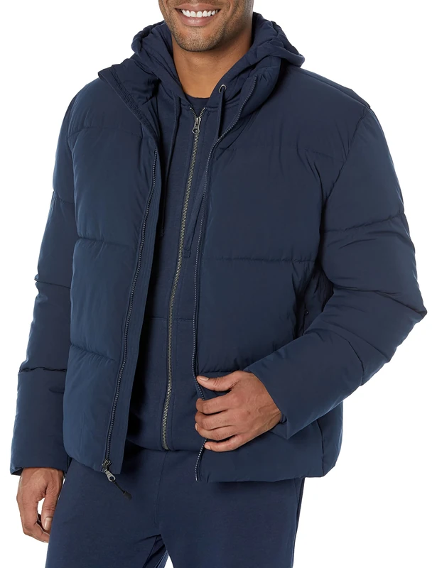 Amazon Essentials Men's Mock Neck Heavyweight Puffer Coat (Available in Big & Tall), Navy, X-Small