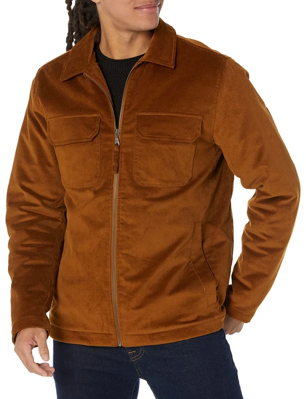 Amazon Essentials Men's Corduroy Work Jacket (Available in Big & Tall), Dark Chestnut Brown, XS