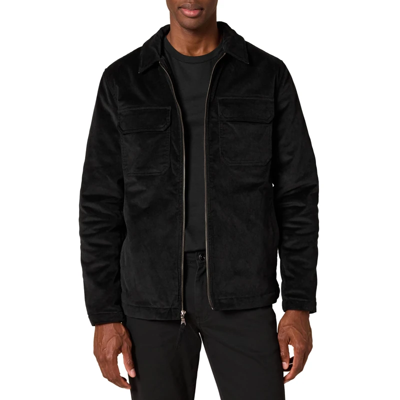 Amazon Essentials Men's Corduroy Work Jacket (Available in Big & Tall), Black, XS