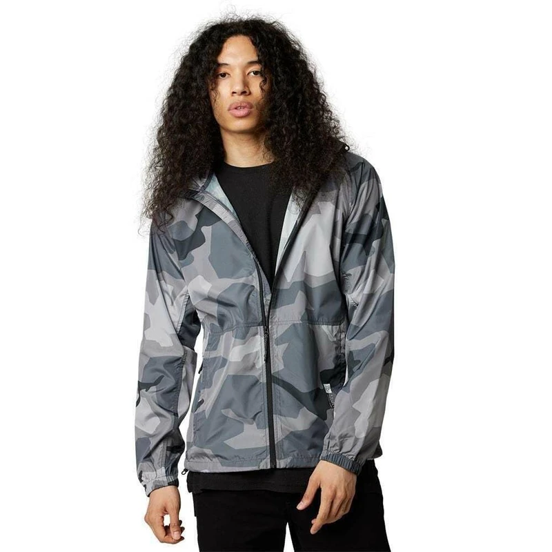 Fox Men's Geology Windbreaker Jacket, Black/camo, L