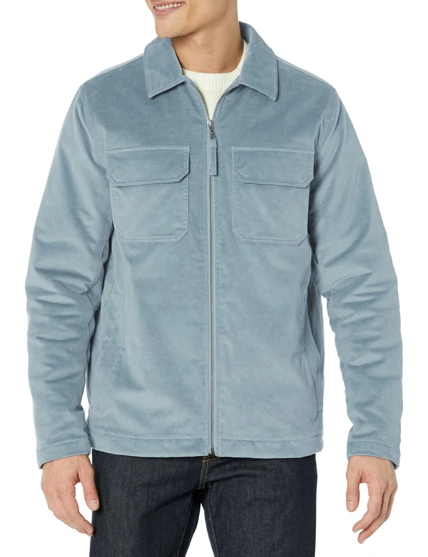 Amazon Essentials Men's Corduroy Work Jacket (Available in Big & Tall), Grey, XXL