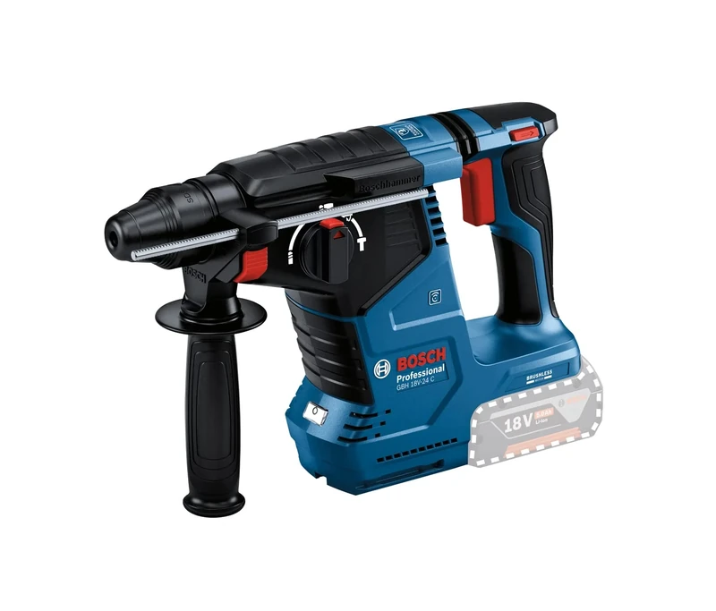 Bosch Professional 18V System Cordless Rotary Hammer GBH 18V-24 C (with SDS Plus, Without Batteries and Charger, Aux. Handle)