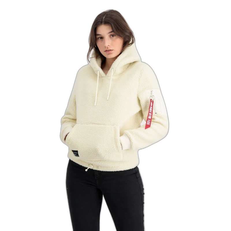Alpha Industries Teddy Hooded Sweat for Ladies Off White