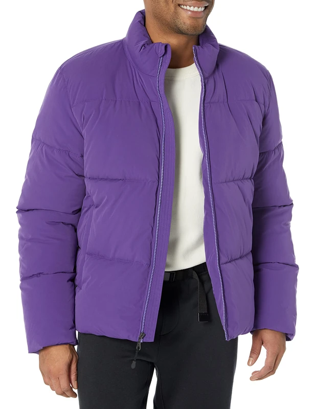 Amazon Essentials Men's Mock Neck Heavyweight Puffer Coat (Available in Big & Tall), Purple, M