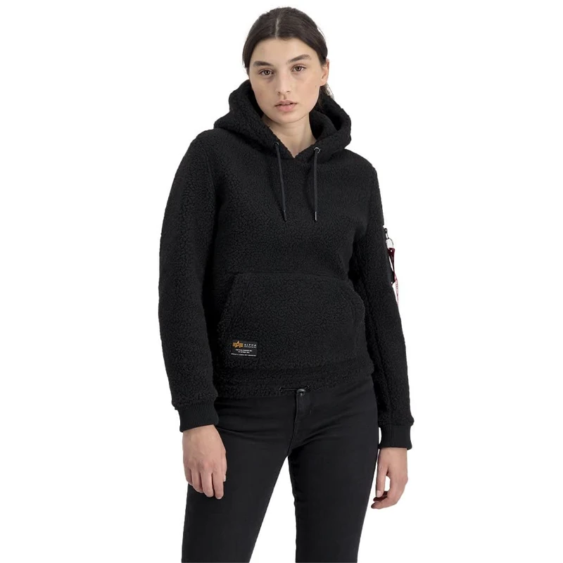 Alpha Industries Teddy Hooded Sweat for Ladies Black