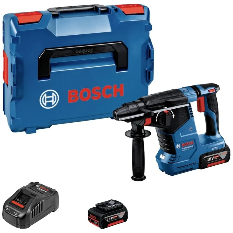 Bosch Professional 18V System Cordless Rotary Hammer GBH 18V-24 C (with SDS Plus, 2x5.0 Ah Batteries, Charger GAL 1880 CV, in L-BOXX)