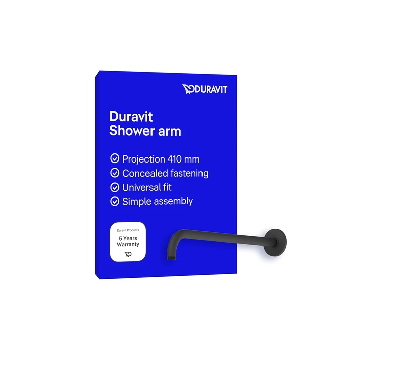 Duravit Universal Shower arm, Shower Faucet Wall mounting, Shower Head 410 mm, Round, Black Matt