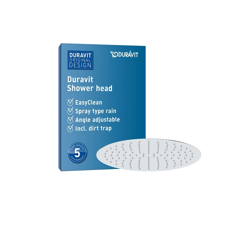 Duravit Universal Shower Head, rain Shower Head, Shower Faucet Round (Ø 400 mm), Angle Adjustable, rain Shower, Chrome