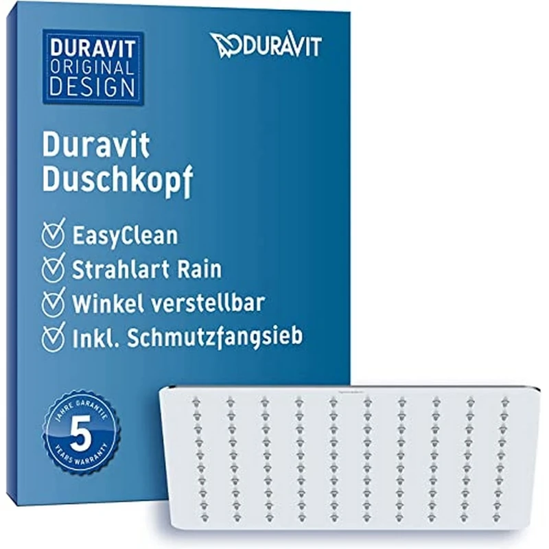 Duravit Universal Shower Head, rain Shower Head, Square Shower Head (Ø 300 mm), Angle Adjustable, rain Shower, Chrome