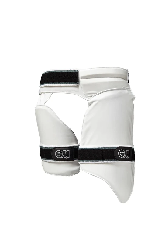 Gunn & Moore GM | Cricket Thigh Pad Set | Players Edition | Ergonomic Design | Impact Force Reduction Foam | Soft Elasticated Straps | White | Adult Left Handed