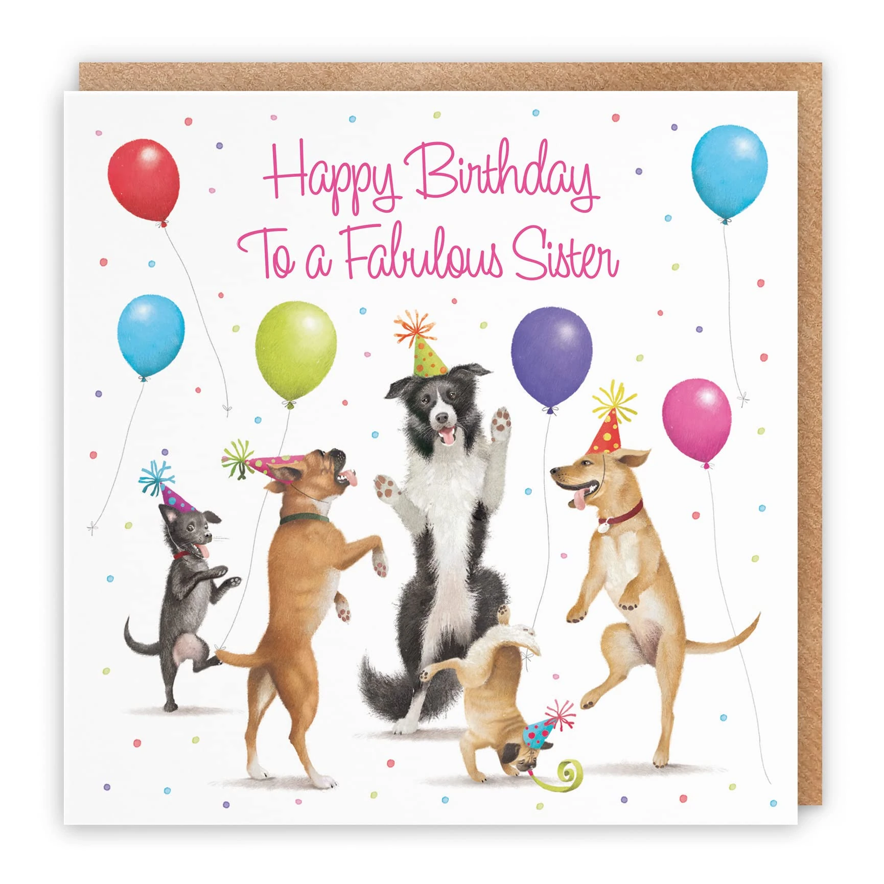 Hunts England Sister Birthday Card For Women/Girls - Dancing Dogs - To A Fabulous Sister - Children's/Adult's Birthday Card - Milo's Gallery - Funny