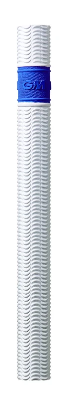GM | Cricket Bat Grips | RIPPLE | Soft Feel Premium Rubber for a Safe and Secure Hold | Suitable for Virtually All Handle Sizes - 12" Long | 12 Pack | White with Blue Hoop | Gunn & Moore