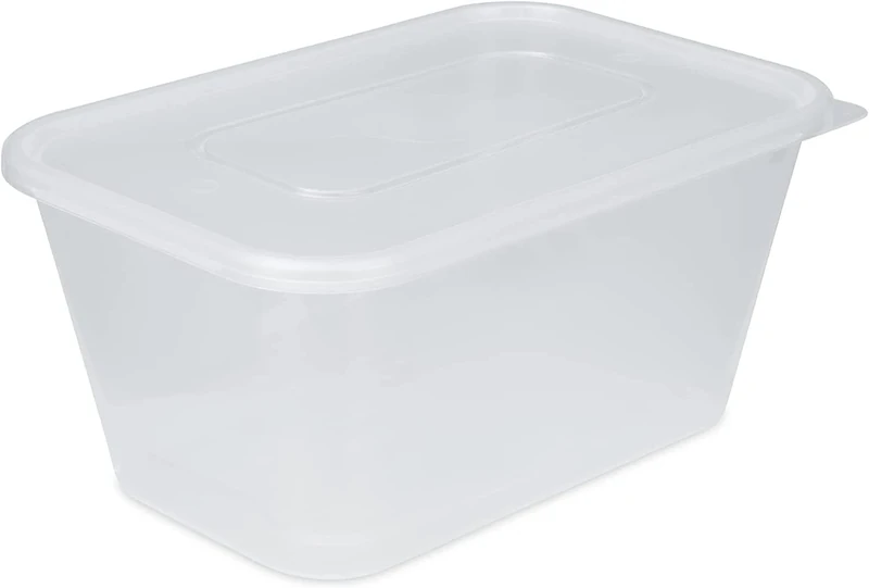 TENLITE PACK OF 2 Large Storage Box with Lid Strong Plastic Stackable Nestable Container Home Office Clear (1000 ML)