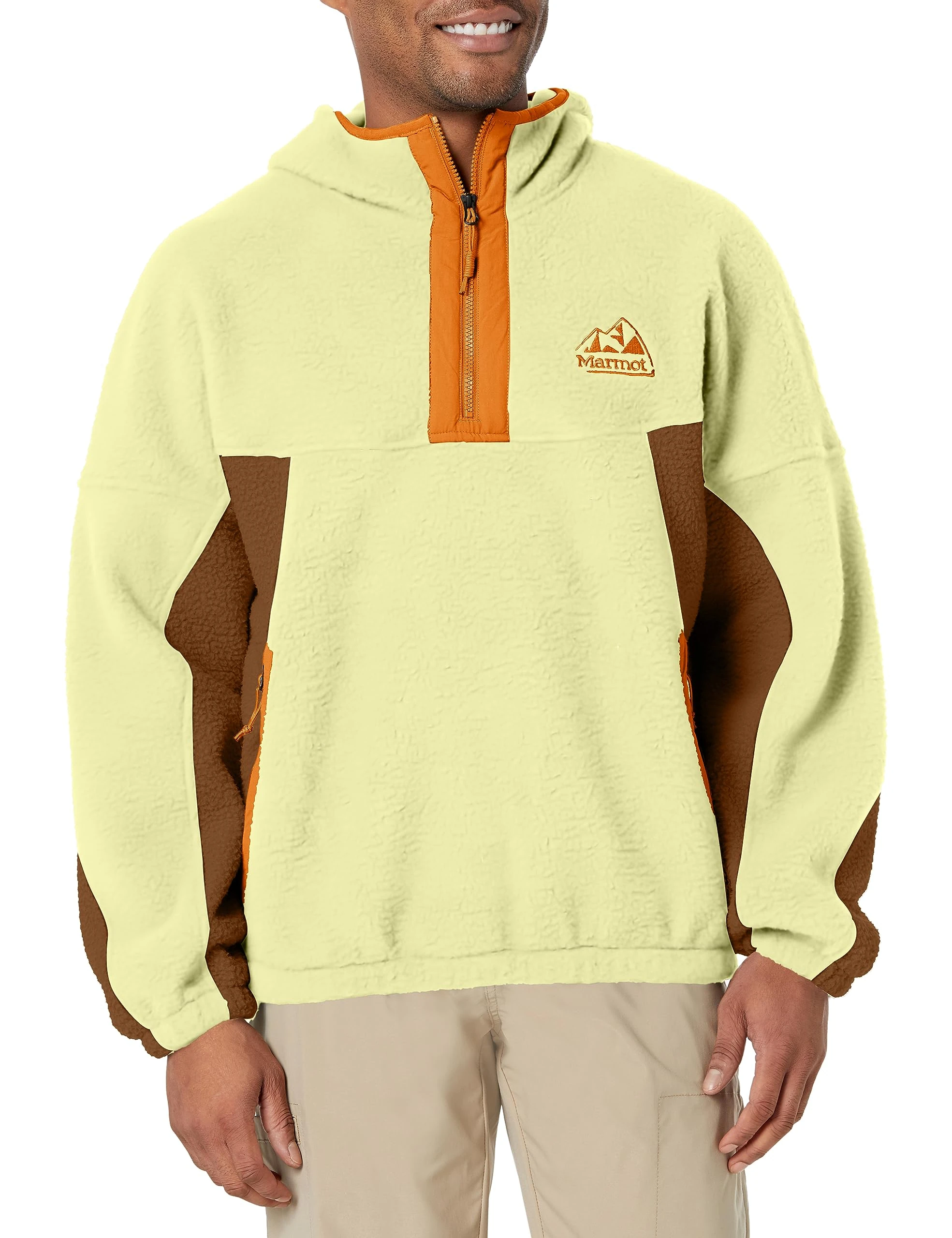 MARMOT Men's Super Aros Fleece Hoody Jacket, Wheat/Pinecone/Tangelo, Large