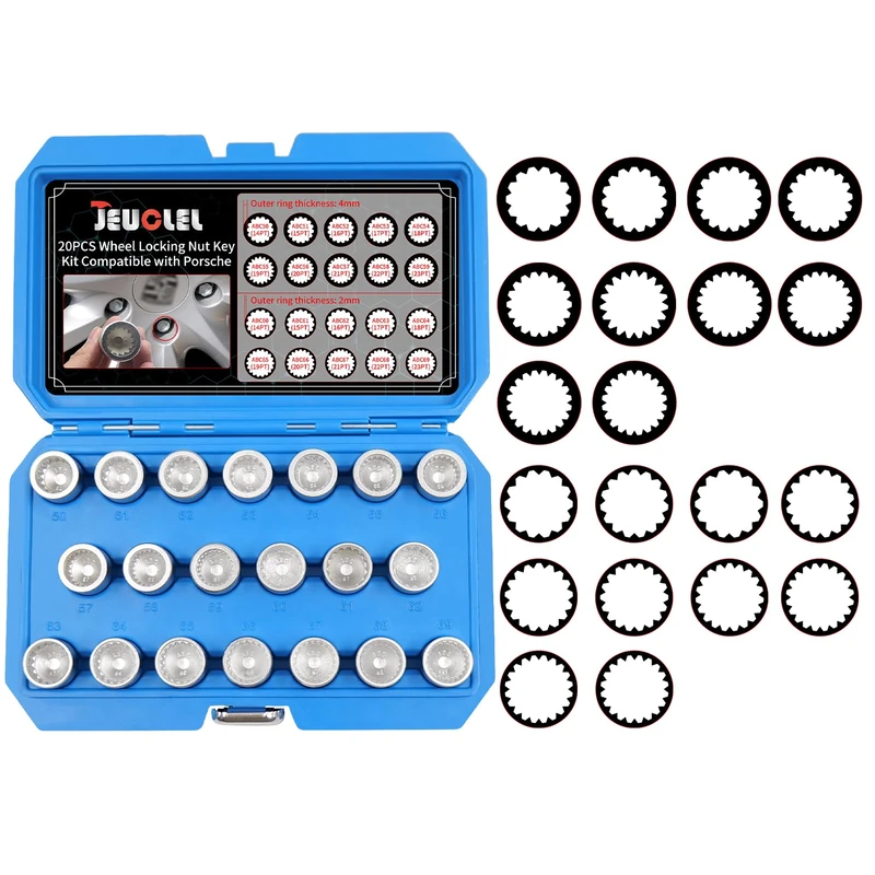 JEUCLEL 20PCS Wheel Lock Nut Key Kit Compatible with Porsche VW Touareg
