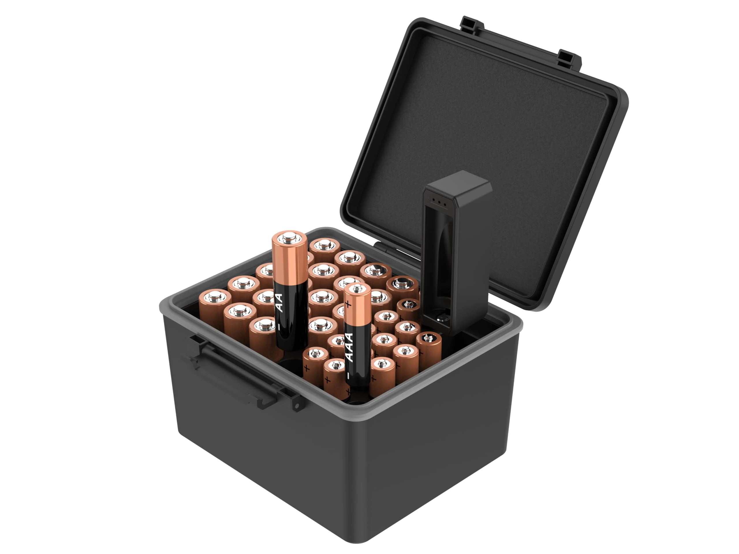 JJC AAA AA Battery Organiser Storage Case with Battery Tester, Water-Resistant Hard Holder Batteries Organizer with Detachable Battery Checker Holds 20 AA Batteries and 14 AAA Batteries