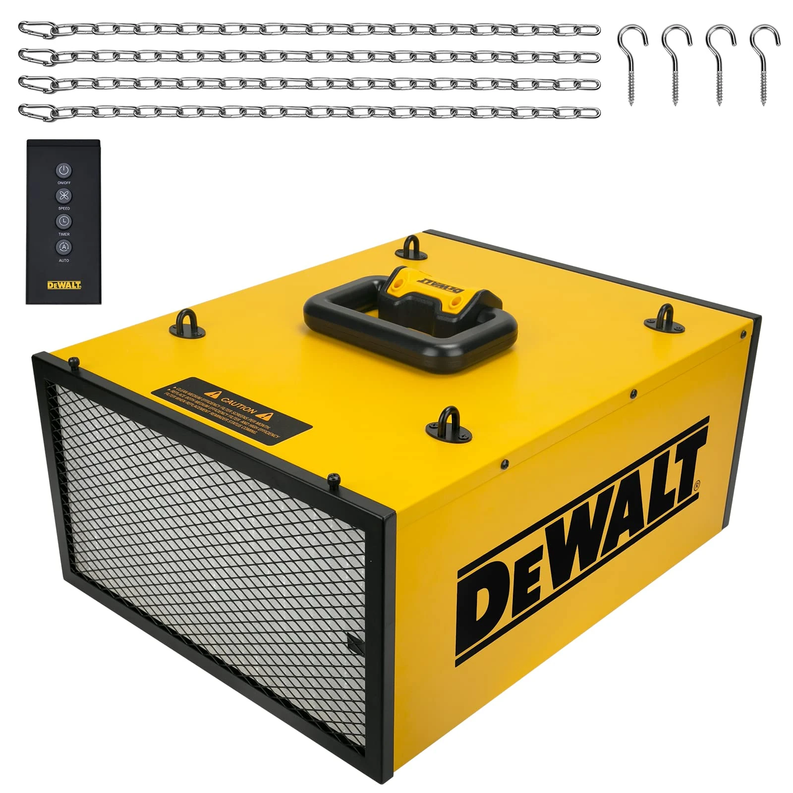 DeWALT DWXAF101 Air Filtration System, 3-Speed Hanging Ceiling Dust Collectors for Woodworking, Remote Controlled Dust Collection Systems, 2 Stage Filtration, for Shop Garage