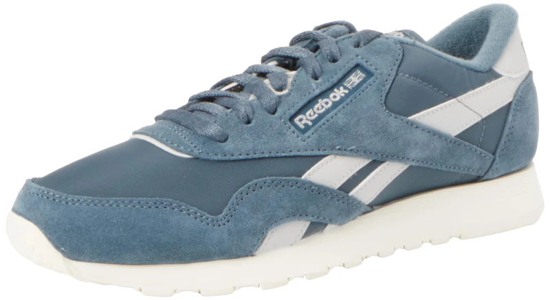 Reebok Men Classic Nylon Sneaker, Hoops Blue F23/Steely Fog F23/Vintage Chalk S23-R, 8.5
