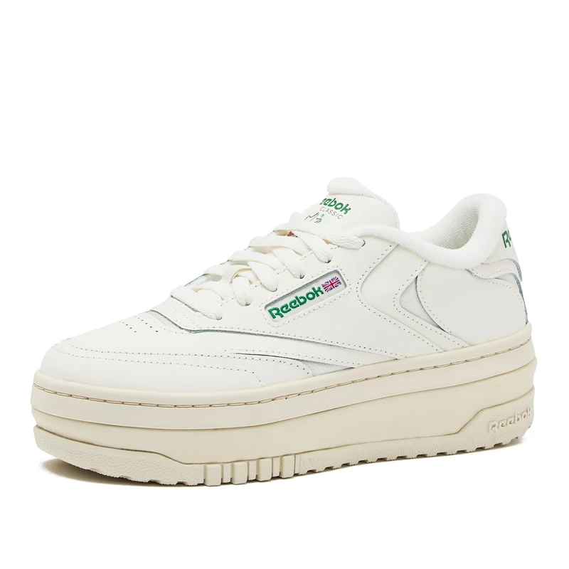 Reebok Women Club C Extra Sneaker, Chalk/Chalk/Glen Green, 8