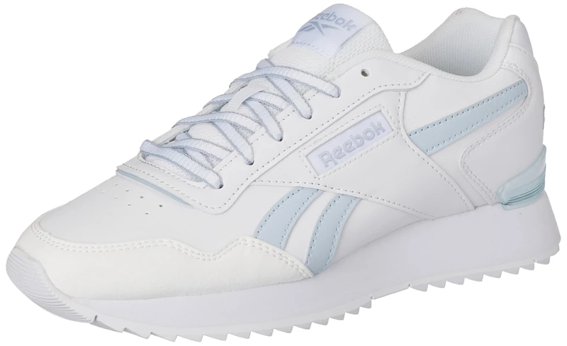 Reebok Women Glide Ripple Clip Sneaker, FTWR White/Feel Good Blue F23-R/Pure Grey 1, 4.5