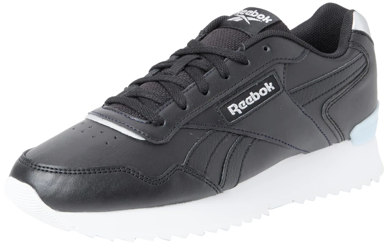 Reebok Women Glide Ripple Clip Sneaker, Black/Silver Met./Feel Good Blue F23-R, 7