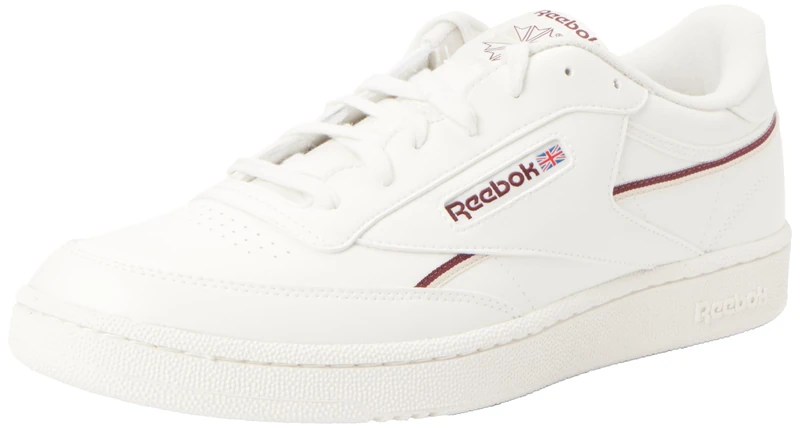 Reebok Men Club C 85 Vegan Sneaker, Chalk/Classic Maroon F23/Stucco, 4