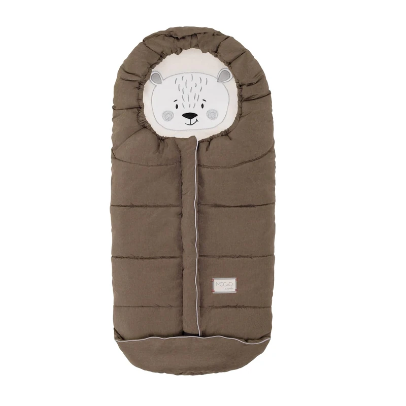 Nuvita Moovo 9605 Junior Puppies | Universal Footmuff for Stroller with Animals | Perfect for Babies from 6 to 36 Months (100 cm) | Cold Resistant up to 3 °C | Brown - Image 1