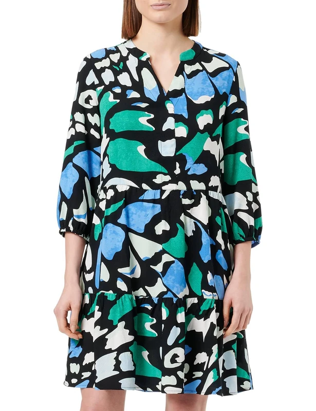 s.Oliver Women's Short Dress, Multicoloured | Black 99b0, 14