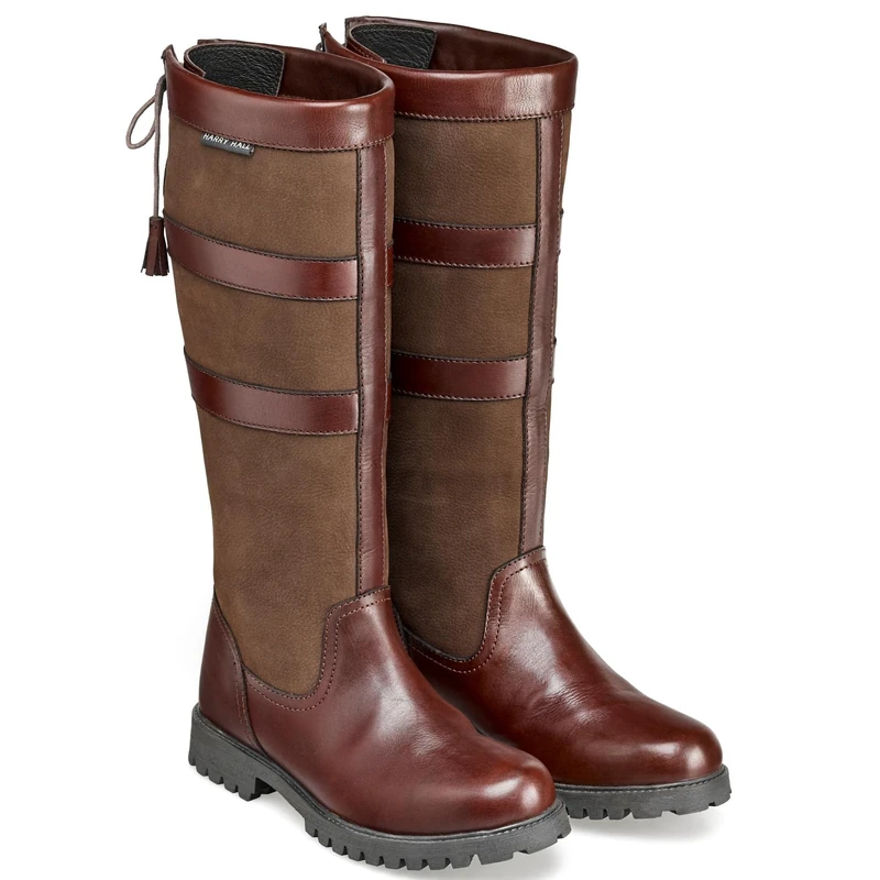 Harry Hall Denton Long Country Boot - Water Resistant, Easy Slip-On, Leather Care - Ideal for Yard Work & Dog Walking- Size 8