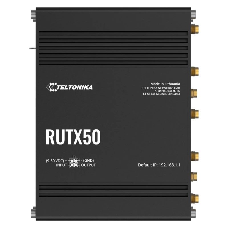 Teltonika RUTX50 Industrial 5G Router, 4G Cat 20, 3G, Dual SIM, Wi-Fi 5, 5x Gigabit Ethernet Ports