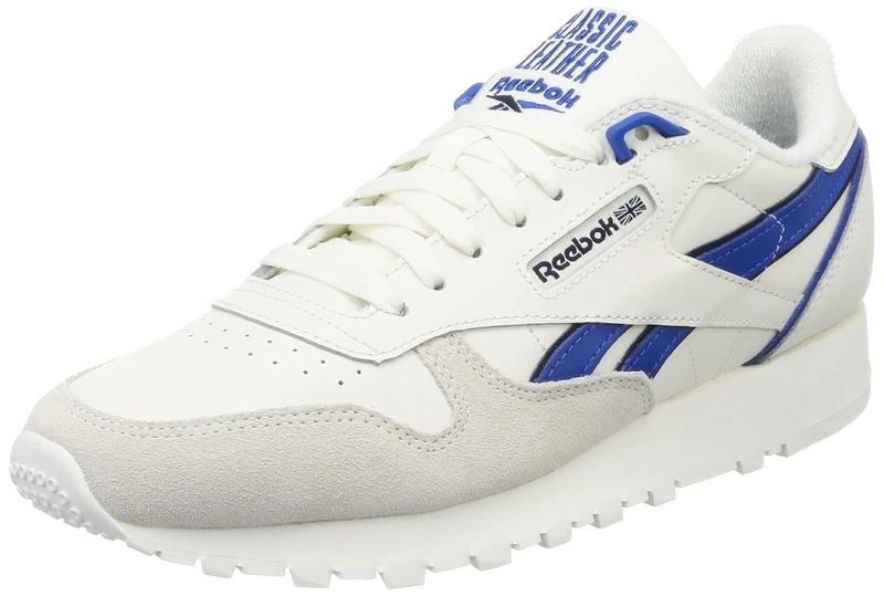 Reebok Men Classic Leather Sneaker, Chalk/Vector Blue/Vector Navy, 17