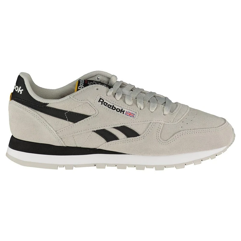 Reebok Men Classic Leather Sneaker, Steely Fog F23/Core Black/Retro Gold F23-R, 4.5
