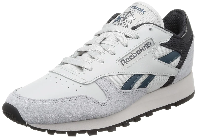 Reebok Men Classic Leather Sneaker, Steely Fog F23/Hoops Blue F23/Cold Grey 6, 3.5