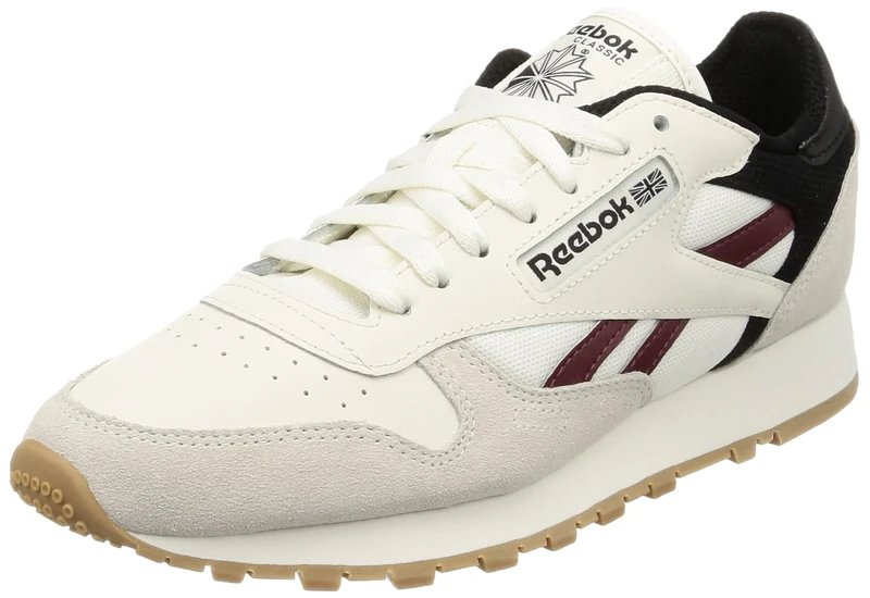Reebok Men Classic Leather Sneaker, Chalk/Classic Maroon F23/Core Black, 5