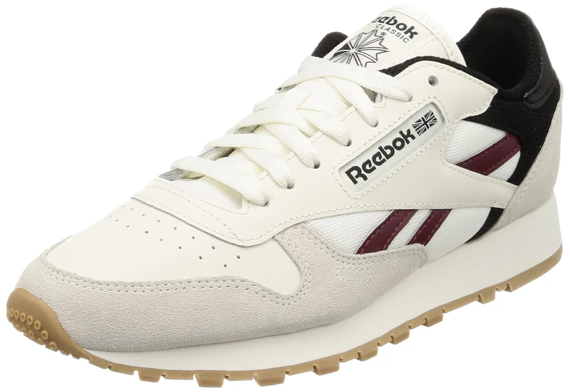 Reebok Men Classic Leather Sneaker, Chalk/Classic Maroon F23/Core Black, 4.5