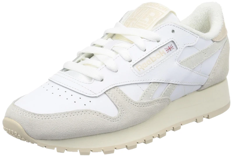 Reebok Men Classic Leather Sneaker, FTWR White/Chalk/Stucco, 4.5