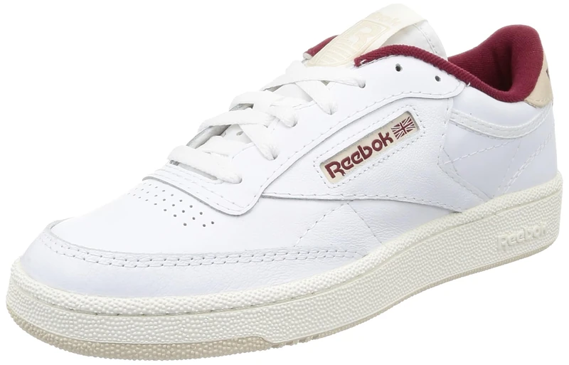Reebok Men Club C 85 Sneaker, FTWR White/Stucco/Classic Maroon F23, 2.5
