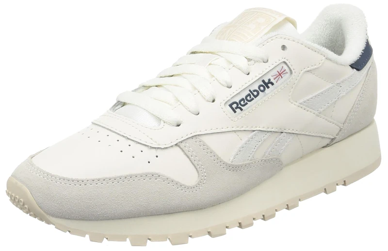 Reebok Men Classic Leather Sneaker, Chalk/Stucco/Hoops Blue F23, 17
