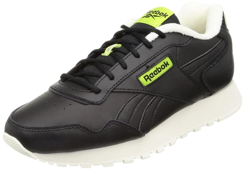 Reebok Men Glide Sneaker, Core Black/Vintage Chalk S23-R/Laser Lime F23, 4