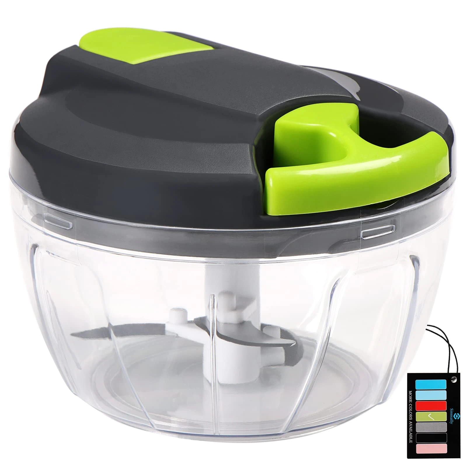 Sinnsally Manual Food Chopper Pull String,Hand Food Shredder,Onions Slicer Cutter Dicer,Garlic Slap Press,Manual Processor Vegetable Blender Chopping Onions (520ml)