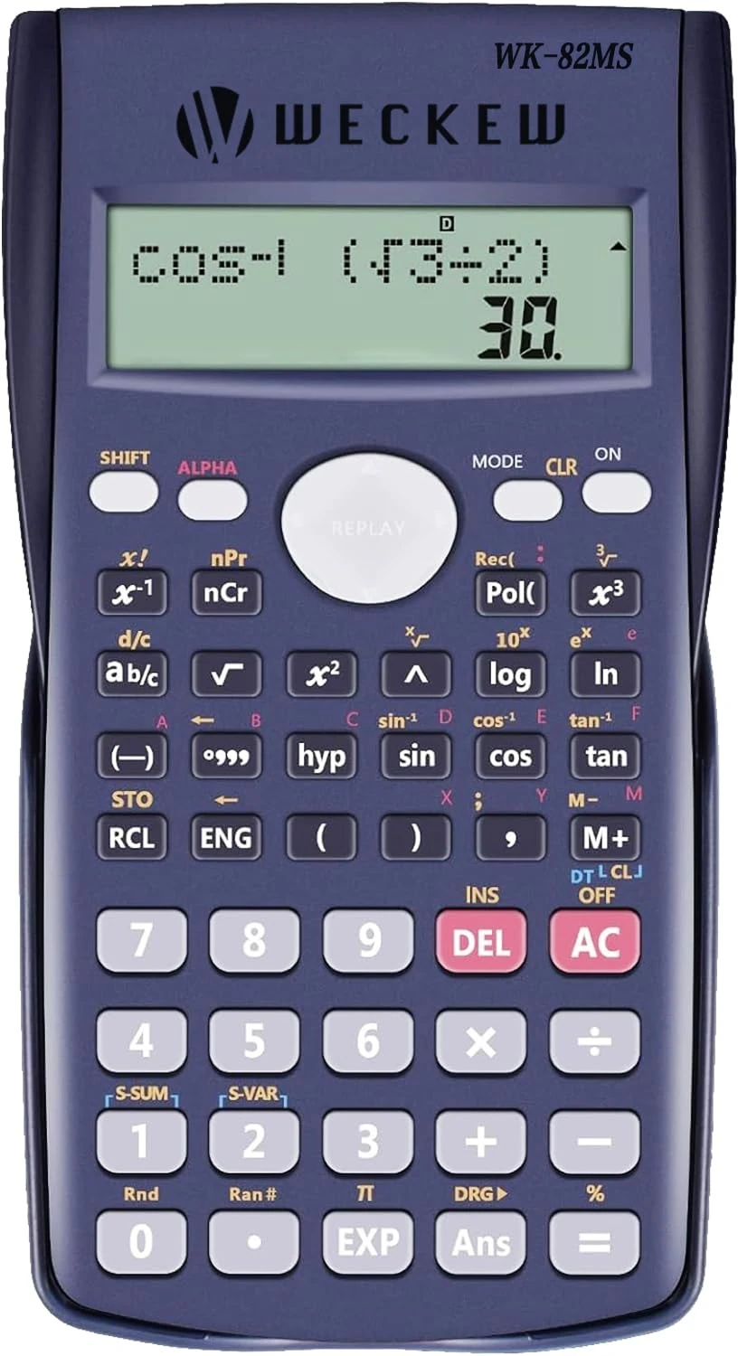 WECKEW Scientific Calculator, Engineering Scientific Calculator with 240 Function 2-Line LCD Display - Suitable for School Students, Teachers and Business Use (Navy blue)