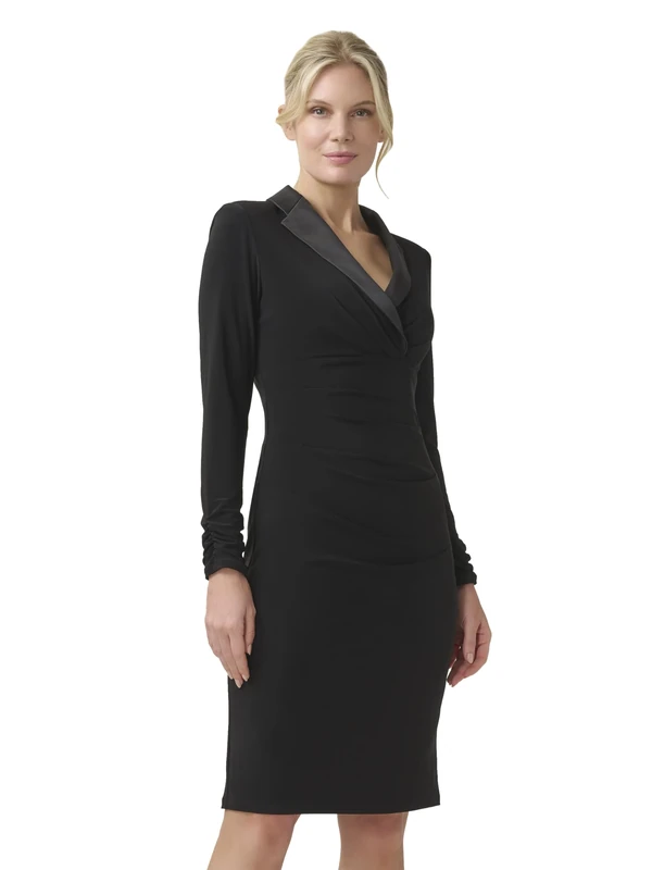 Adrianna Papell Women's Jersey Tuxedo Dress, Black, 12